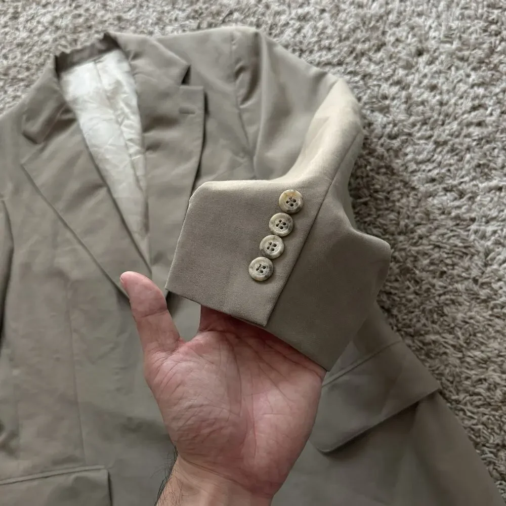 Vintage Polo University Club Ralph Lauren Blazer Suit Jacket Size 36 Beige Tan
